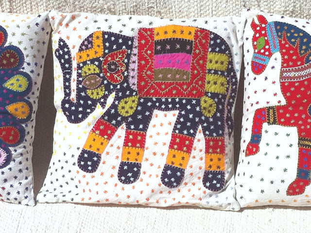 Barmer Appliqué Pillow Cover - Elephant from Sprout Enterprise®