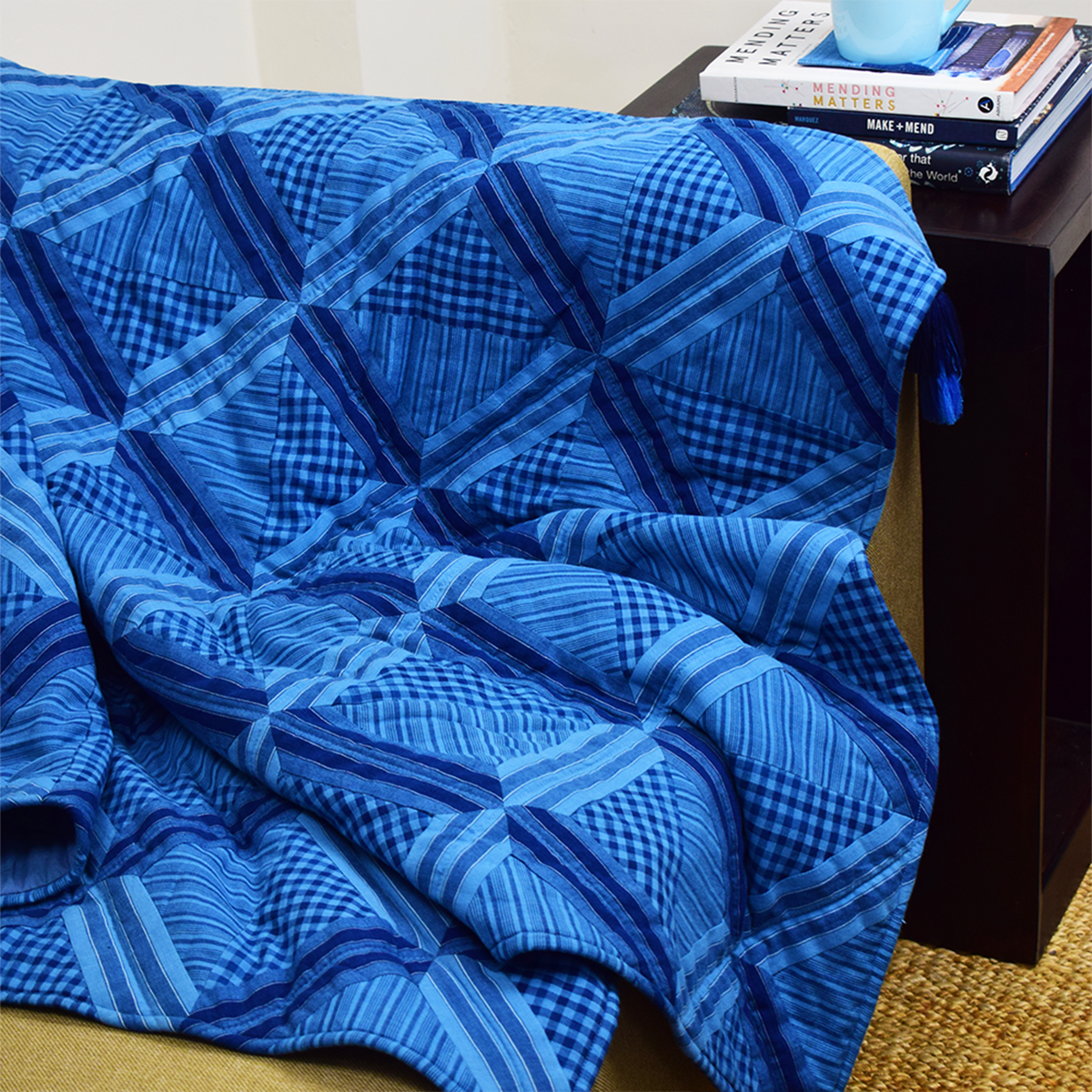 Sonica Sarna Indigo Quilted Throw