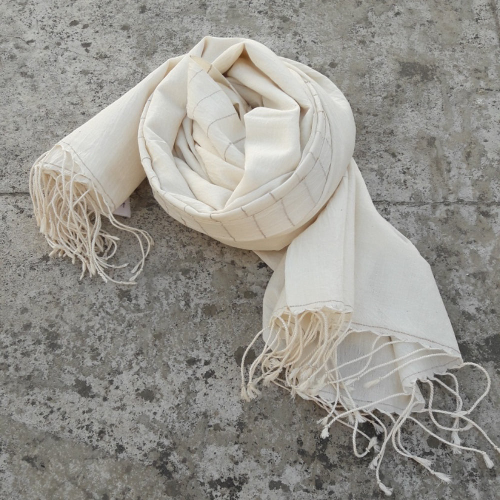 Kala Swaraj Mulmul Cotton Shawl with Tussar Silk from Sprout Enterprise®