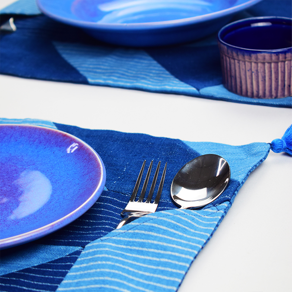 Sonica Sarna Indigo Geometry Placemats - Set of 4