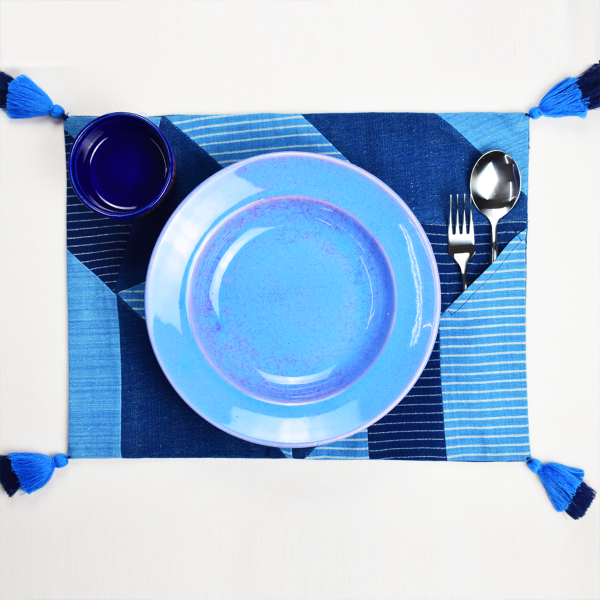 Sonica Sarna Indigo Geometry Placemats - Set of 4