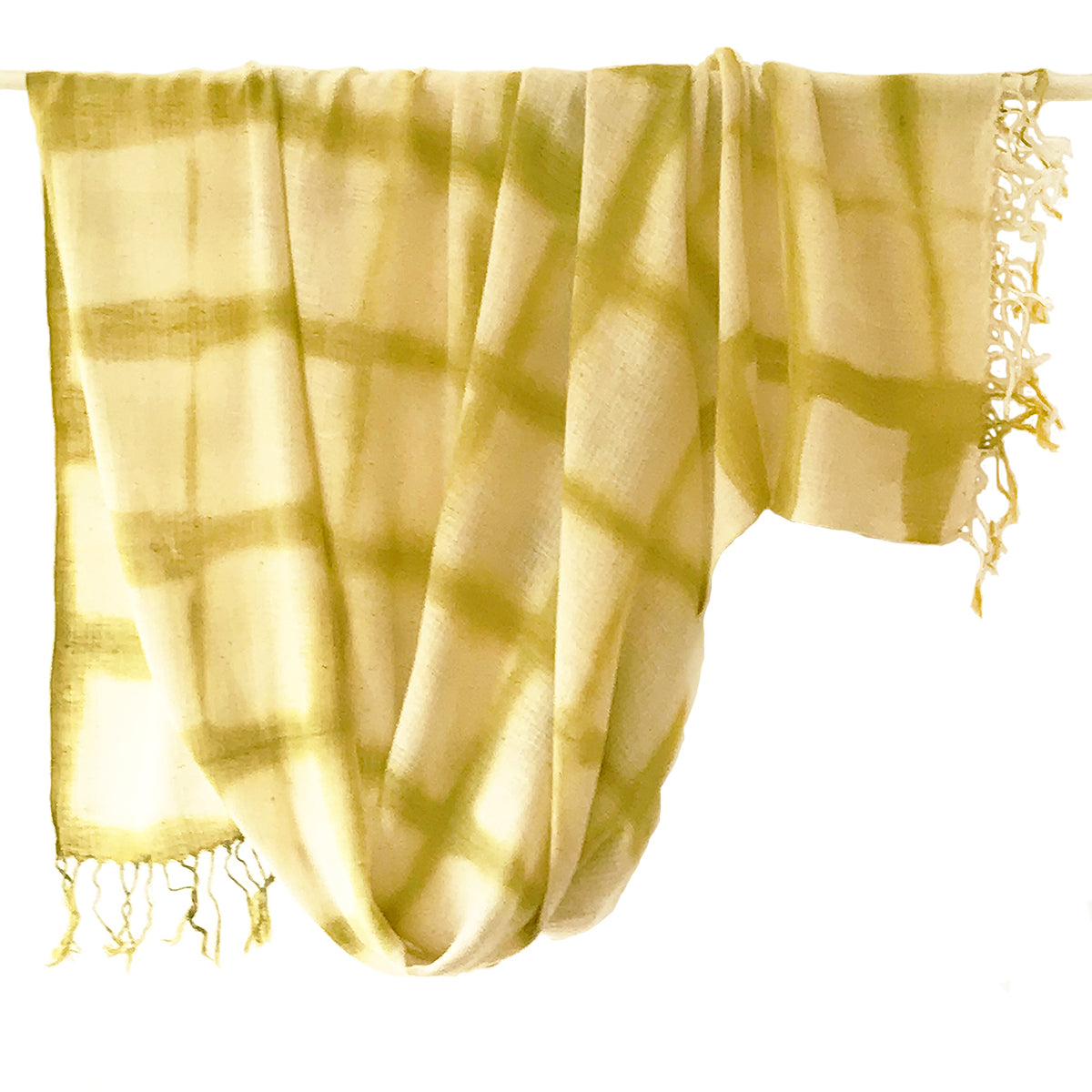 WomenWeave Organic Handspun Cotton Shawl - Dip Dye Checks - Green Apple from Sprout Enterprise®