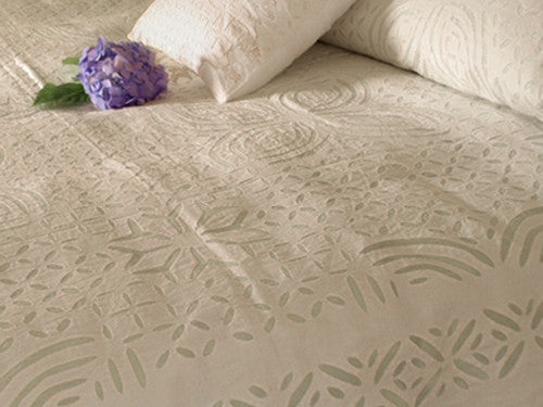 Barmer Appliqué Queen Bedspread - White on White from Sprout Enterprise®