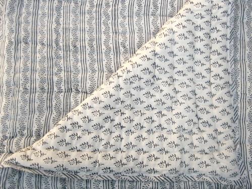 Tilonia® King Quilt - Centipede Stripe &amp; Sprig in Slate Grey